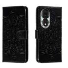 For Honor 80 Sun Mandala Embossing Pattern Phone Leather Case(Black) - 1