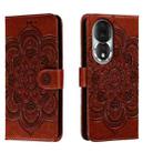 For Honor 80 Sun Mandala Embossing Pattern Phone Leather Case(Brown) - 1