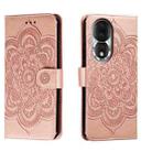 For Honor 80 Sun Mandala Embossing Pattern Phone Leather Case(Rose Gold) - 1