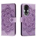 For Honor 80 Sun Mandala Embossing Pattern Phone Leather Case(Purple) - 1