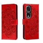 For Honor 80 Pro Sun Mandala Embossing Pattern Phone Leather Case(Red) - 1