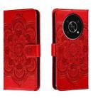 For Honor X30 5G Sun Mandala Embossing Pattern Phone Leather Case(Red) - 1