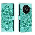 For Honor X30 5G Sun Mandala Embossing Pattern Phone Leather Case(Green) - 1