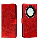 For Honor X40 Sun Mandala Embossing Pattern Phone Leather Case(Red) - 1