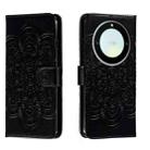 For Honor X40 Sun Mandala Embossing Pattern Phone Leather Case(Black) - 1