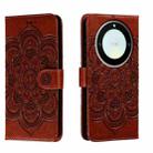 For Honor X40 Sun Mandala Embossing Pattern Phone Leather Case(Brown) - 1