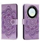 For Honor X40 Sun Mandala Embossing Pattern Phone Leather Case(Purple) - 1