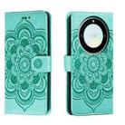 For Honor X40 Sun Mandala Embossing Pattern Phone Leather Case(Green) - 1