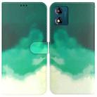 For Motorola Moto E13 Watercolor Pattern Flip Leather Phone Case(Cyan Green) - 1