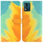 For Motorola Moto E13 Watercolor Pattern Flip Leather Phone Case(Autumn Leaf) - 1