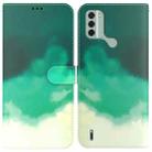 For Nokia C31 Watercolor Pattern Flip Leather Phone Case(Cyan Green) - 1