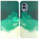 For Nokia X30 Watercolor Pattern Flip Leather Phone Case(Cyan Green) - 1
