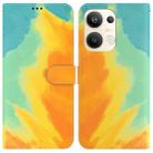 For OPPO Reno9 Pro+ Watercolor Pattern Flip Leather Phone Case(Autumn Leaf) - 1