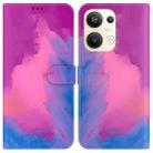 For OPPO Reno9 Pro+ Watercolor Pattern Flip Leather Phone Case(Purple Red) - 1