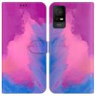 For TCL 408 Watercolor Pattern Flip Leather Phone Case(Purple Red) - 1