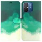 For Xiaomi Redmi 12C / 11A Watercolor Pattern Flip Leather Phone Case(Cyan Green) - 1