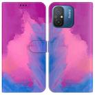 For Xiaomi Redmi 12C / 11A Watercolor Pattern Flip Leather Phone Case(Purple Red) - 1