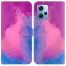 For Xiaomi Redmi Note 12 4G Global Watercolor Pattern Flip Leather Phone Case(Purple Red) - 1