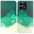 For Honor X8a Watercolor Pattern Flip Leather Phone Case(Cyan Green) - 1