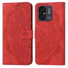 For Xiaomi Redmi 12C Mandala Embossed Flip Leather Phone Case(Red) - 1