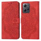 For Xiaomi Redmi Note 12 4G Global Mandala Embossed Flip Leather Phone Case(Red) - 1