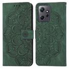 For Xiaomi Redmi Note 12 4G Global Mandala Embossed Flip Leather Phone Case(Green) - 1