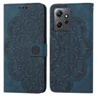 For Xiaomi Redmi Note 12 4G Global Mandala Embossed Flip Leather Phone Case(Blue) - 1