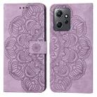 For Xiaomi Redmi Note 12 4G Global Mandala Embossed Flip Leather Phone Case(Purple) - 1