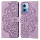 For Xiaomi Redmi Note 12 5G Global/Poco X5 Mandala Embossed Flip Leather Phone Case(Purple) - 1