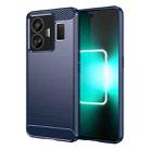 For Realme GT3 Brushed Texture Carbon Fiber TPU Phone Case(Blue) - 1