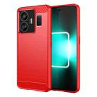 For Realme GT3 Brushed Texture Carbon Fiber TPU Phone Case(Red) - 1