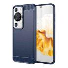 For Huawei P60 Brushed Texture Carbon Fiber TPU Phone Case(Blue) - 1