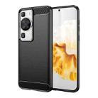 For Huawei P60 Brushed Texture Carbon Fiber TPU Phone Case(Black) - 1