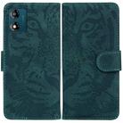 For Motorola Moto E13 Tiger Embossing Pattern Flip Leather Phone Case(Green) - 1