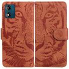 For Motorola Moto E13 Tiger Embossing Pattern Flip Leather Phone Case(Brown) - 1