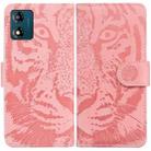 For Motorola Moto E13 Tiger Embossing Pattern Flip Leather Phone Case(Pink) - 1