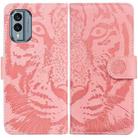 For Nokia X30 Tiger Embossing Pattern Flip Leather Phone Case(Pink) - 1