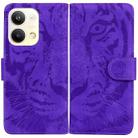 For OPPO Reno9 Pro Tiger Embossing Pattern Flip Leather Phone Case(Purple) - 1