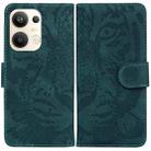 For OPPO Reno9 Pro+ Tiger Embossing Pattern Flip Leather Phone Case(Green) - 1