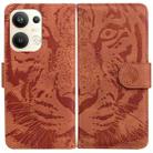 For OPPO Reno9 Pro+ Tiger Embossing Pattern Flip Leather Phone Case(Brown) - 1