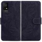 For TCL 408 Tiger Embossing Pattern Flip Leather Phone Case(Black) - 1