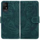 For TCL 408 Tiger Embossing Pattern Flip Leather Phone Case(Green) - 1