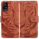 For TCL 408 Tiger Embossing Pattern Flip Leather Phone Case(Brown) - 1