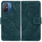 For Xiaomi Redmi 12C / 11A Tiger Embossing Pattern Flip Leather Phone Case(Green) - 1