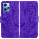 For Xiaomi Redmi Note 12 4G Global Tiger Embossing Pattern Flip Leather Phone Case(Purple) - 1