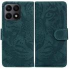 For Honor X8a Tiger Embossing Pattern Flip Leather Phone Case(Green) - 1