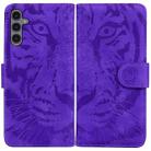 For Samsung Galaxy A24 4G Tiger Embossing Pattern Flip Leather Phone Case(Purple) - 1