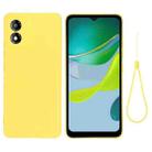 For Motorola Moto E13 Pure Color Liquid Silicone Shockproof Phone Case(Yellow) - 1