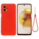 For Motorola Moto G13 / G23 Pure Color Liquid Silicone Shockproof Phone Case(Red) - 1