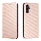 For Samsung Galaxy A24 4G Carbon Fiber Texture Magnetic Flip Leather Phone Case(Rose Gold) - 1